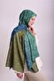 Ahenk Gradient Patterned Double-Sided Shawl - Blue Khaki Turquoise - 4