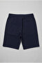 Woven Elasticated Navy Shorts With Patch Detail In Pocket - 2