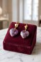 Amethyst Stone Heart-Shaped Steel Earrings - Gold Color - 6
