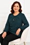 Women's Middle Age and Above Polka Dot Patterned Elastic Sleeves Combed Cotton Mother Blouse 1603 - 4