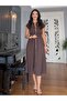 Brown Zip-Front Sleeveless Dress