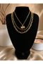 Steel Women's Necklace Gold Color Multi Chain Design Double Starfish End Necklace - 3