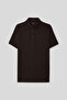 Slim Fit Brown Pique Textured T-Shirt - 5