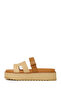 Women's Beige Strappy Thick Soled Slippers 26Sfe463114 - 3