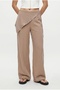 Women's Destini Scarf Detailed Waist Elastic Woven Beige Trousers - 4