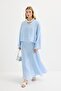 Flowy V-Neck Tencel Blouse Skirt Set Light Blue