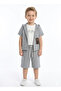 Boy's Gray Hooded Shirt & Shorts Set
