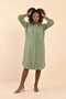 Olive Green Women's 100% Cotton Muslin Fabric Long Sleeve Hijab Shirt Dress |   Buttoned Summer Knee-Length Tunic |   Comfortable Fit - 7