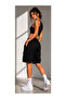 Women's Black Double Cargo Pocket Shorts Elastic Waist Casual Shorts - 3