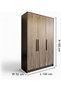 Kentorp 3 Door Wardrobe | Sturdy Closet Clothes Storage Cupboard | Modern Design Space Saving Swing Door Cabinet For Bedroom L120xW53.9xH192cm-Espresso/Columbia - 2