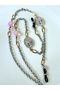 Glasses Chain Light Effect Silver Color with Natural Stones - 2