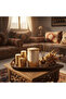Cream & Gold Ceramic Canister with Wooden & Ceramic Lid | 15×10 cm - 3