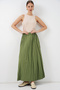 Women's Long Crinkled Skirt 1472 - A.Khaki - 6