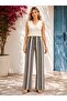 Women's High Waist Internal Elastic Striped Wide Leg Full Length Lined Trousers - 5