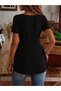 Women's Short Sleeve Round Neck Buttoned Front Asymmetrical Cut Detailed Viscose Blouse - 3