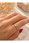 Headline Baguette Stone Gold Women's Ring |   Minimal Elegant Design Single Stone Look Ring - 2