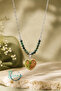 Handmade Ruby Stone Stringed Heart End Women's Necklace 45 cm Stainless Steel - 5