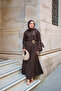 Women's Hidden Button Detailed Straw Trousers Set Brown - 4