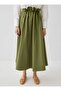 Beli Gathered and Stopper Detailed Flared Skirt - Khaki - - 3