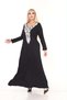Women's Plus Size Black, White Lace Collar Viscose Combed Cotton Stylish Dress - 6