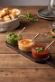Mien 3-Piece Glass Bowl Set |   Stylish Presentation and Serving Set with Acacia Base 9.5X6 - 2