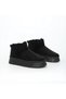 Women's Black Suede Fur Inside Thick Sole Mini Ankle Length Daily Winter Boots - 2