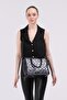 Black Suede Paneled Quilted Women's Shoulder Bag - 5