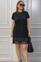 Women's Short Sleeve Crew Neck Short Lace Detailed Viscose Dress - 2