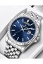 Men's Wristwatch Silver Color Steel Band Blue Dial with Calendar 2 Years Warranty - 7