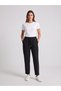 Black Elastic Waist Lace-Up Comfortable (Classic/Carrot) Cut Double Fabric Trousers