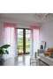 Farmhouse Window Curtains Leaf Printed Light Filtering Tulle Drapes for Kitchen Living Room Bedroom,2 Panel(Pink) - 2