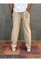 Cotton Linen Beige Trousers with Elastic Waist - 2