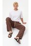 Men's Brown Linen Muslin Trousers Lightweight Fabric Comfortable Fit Baggy with Back Pockets - 3