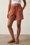 Brick Red Women's 100% Cotton Muslin Fabric Shorts with Elastic Waist, Double Pockets, Comfortable Cut, Summer Shorts - 6