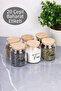 6-Piece Glass Spice Jar Set with Bamboo Lids, Vacuum Lids, Transparent Labeled Spice Jars, Dowry Set - 2