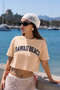 Women's Mustard Comfortable Fit Hawaiian Printed Crop T-Shirt (95% Cotton) - 4