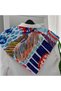 Women's Multi-Colored Artistic Striped Premium Quality Silk Satin Scarf 55X55Cm