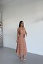 V-Neck Wrinkled Fabric Flowery Lycra Women's Dress - 4