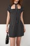Premium Quality Polka Dot Halter Neck Short Sleeve Dress - 3