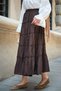 Women's Skirt with Sewing Detail and Elastic Waist, Brown - 13