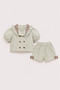 Mint Green Baby Girl Set with Leopard Collar Detail