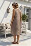 Mink Pool Collar Sleeveless Pocketed Lined Embroidered Washable Casual Cotton Woven Dress 115 55 - 4