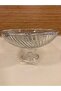 Round Salad or Fruit Bowl with Stand Cutting Glass Casting Brass Color Silver Diameter 32 cm Height 20 cm - 2