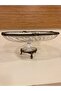 Presentation Service Stand Square Flat Model Cut Glass Cast Brass Color Antique Aged Diameter 24X24 cm Height 12 cm
