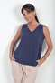 Women's V-Neck Ribbed Italian Cotton Lyocell Blouse