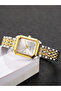 Luxury Classic Design Two Tone Silver Gold Metal Strap Rectangular Shape Women's Quartz Wristwatch - 8