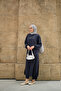 Women's Shirt Collar Midi Length Long Shirt Suit Navy Blue - 4