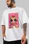 For the Love of Cats 5 Front Cat Printed White Oversize T-Shirt 100% Cotton Unisex Cat Lover Premium Design - 3