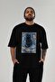 For the Sake of Cat 107 Front Cat Printed Black Oversize T-Shirt 100% Cotton Unisex Cat Lover Premium Design - 6
