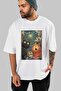 For the Sake of Cat Love 110 Front Cat Printed White Oversize T-Shirt 100% Cotton Unisex Cat Lover Premium Design - 7